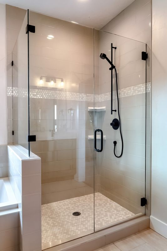 Contemporary Shower with Glass Doors